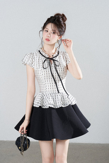 French Style Puff Sleeve A-Line Dress