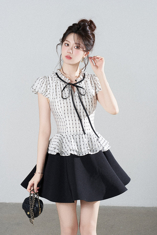 French Style Puff Sleeve A-Line Dress