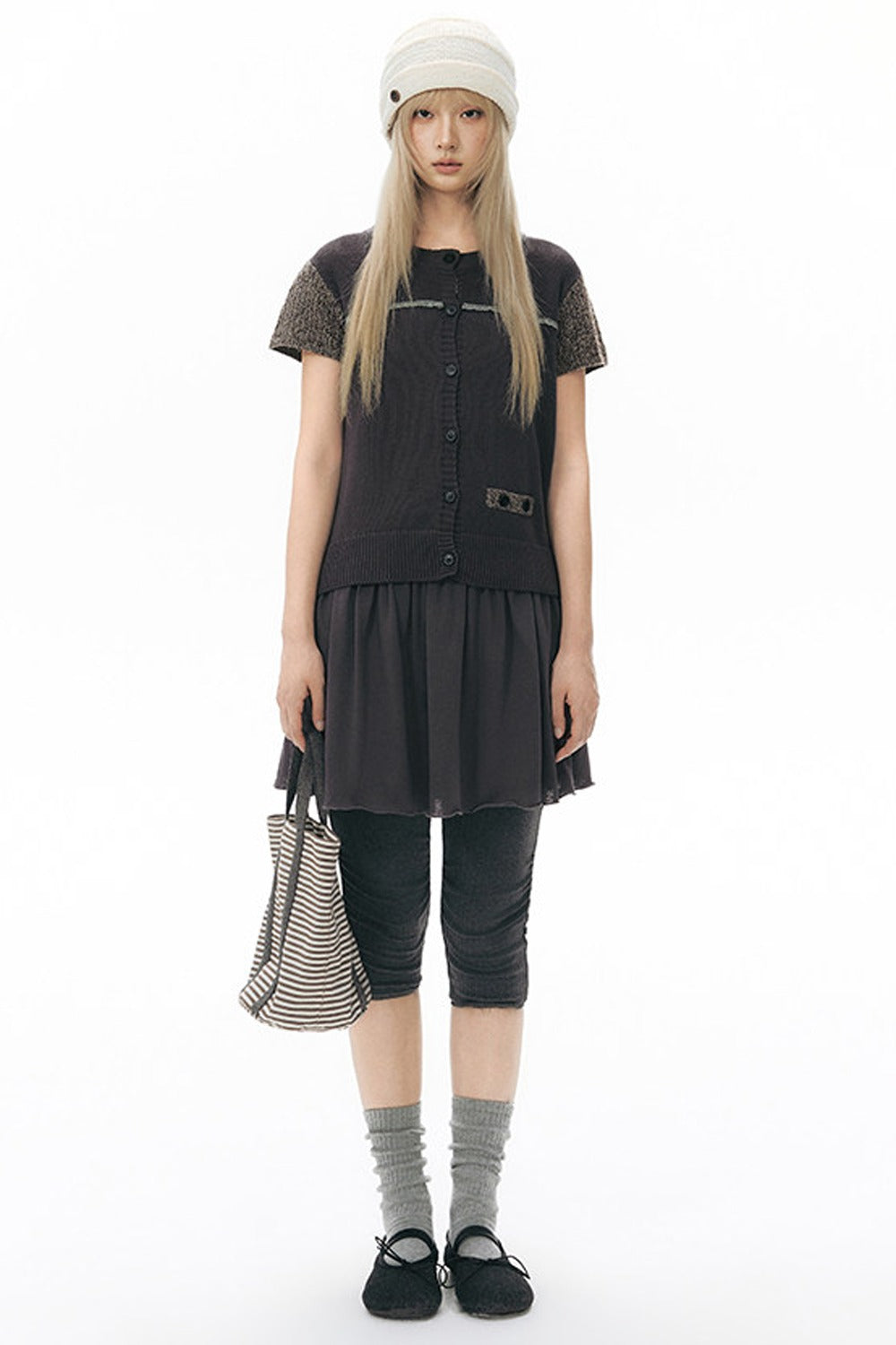 Hollow-out Short Sleeve Knit Cardigan