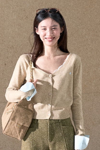 Large U-Neck Knit Cardigan