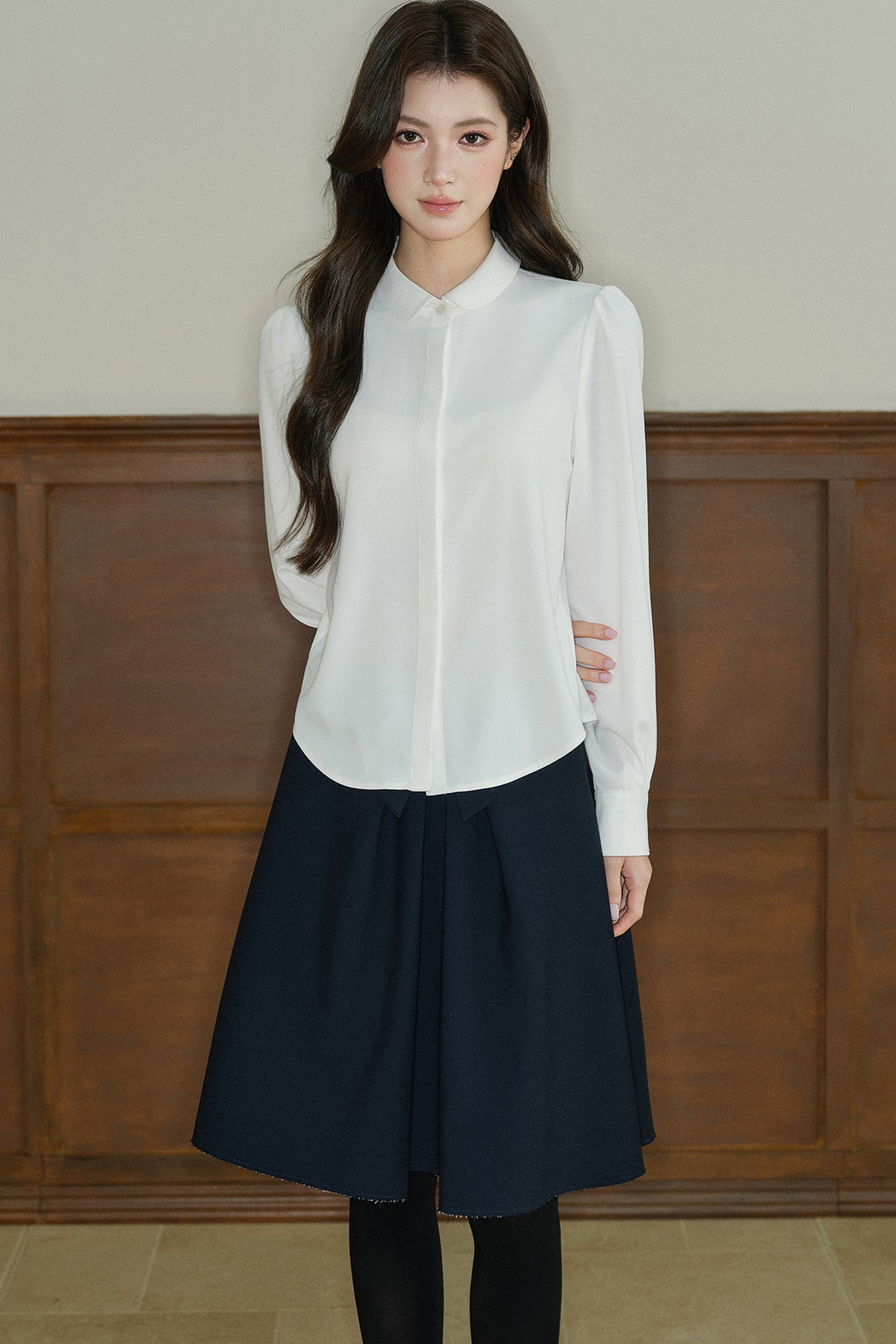 Acetic Acid Doll Collar Long-Sleeved Shirt