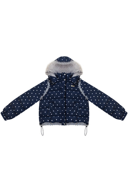 Doudoune à capuche à pois
