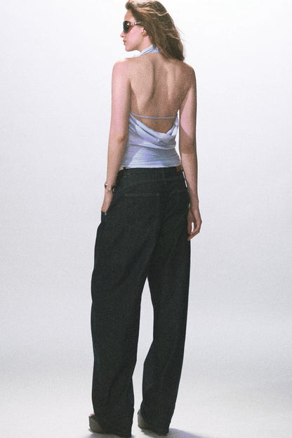 Satin Halter Backless Top