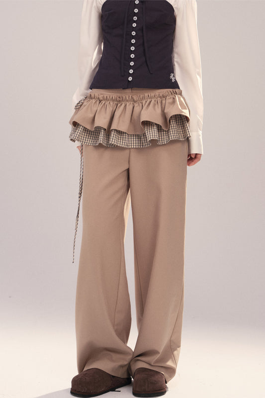 Detachable Plaid Patchwork Pants
