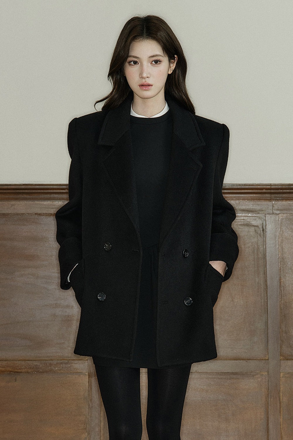 Pure Wool Notched Lapel Coat