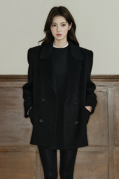 Pure Wool Notched Lapel Coat