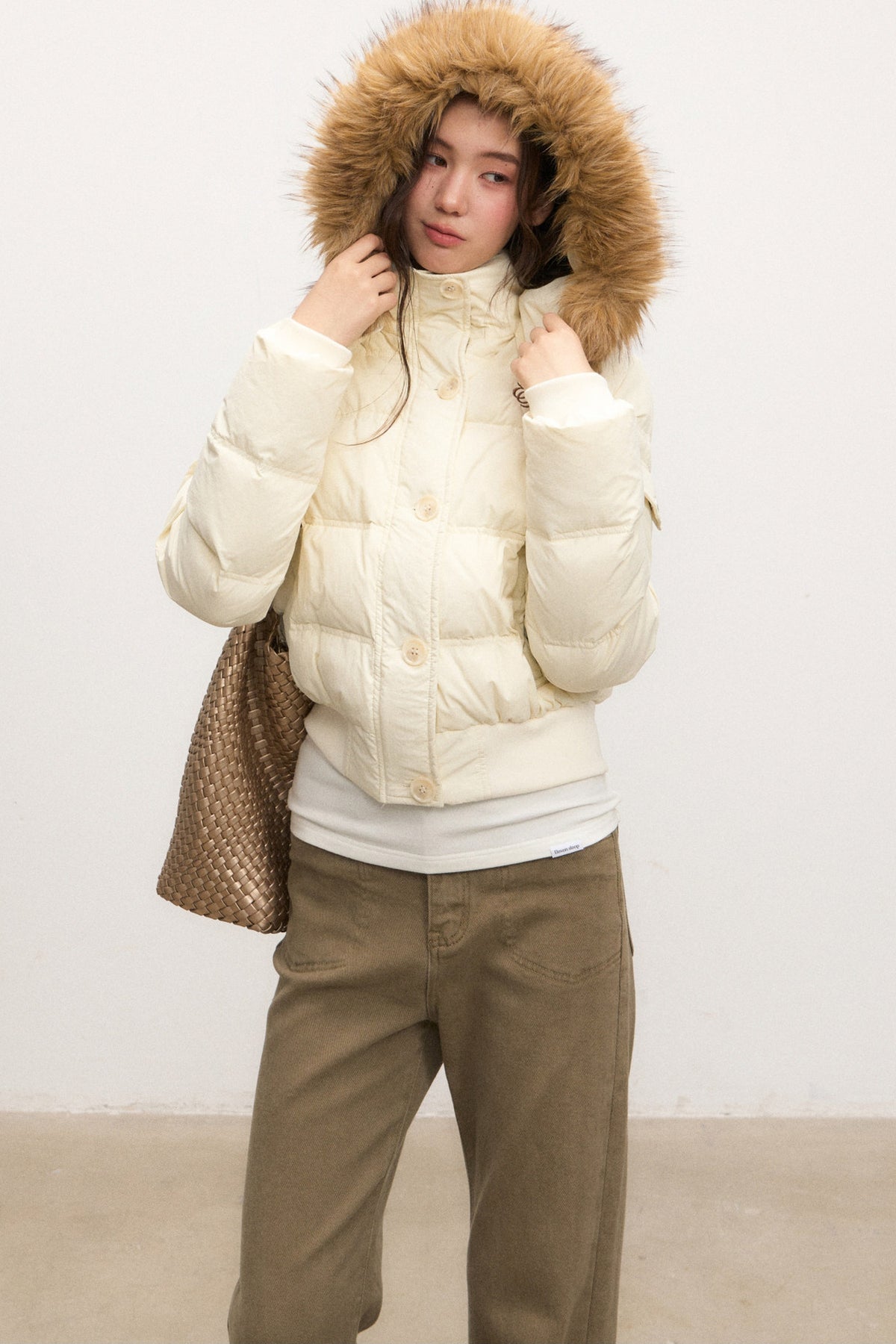 Fur Collar Down Jacket and Pants Set-Up
