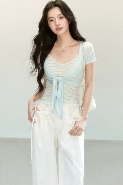 Striped Tencel Knit Camisole Set