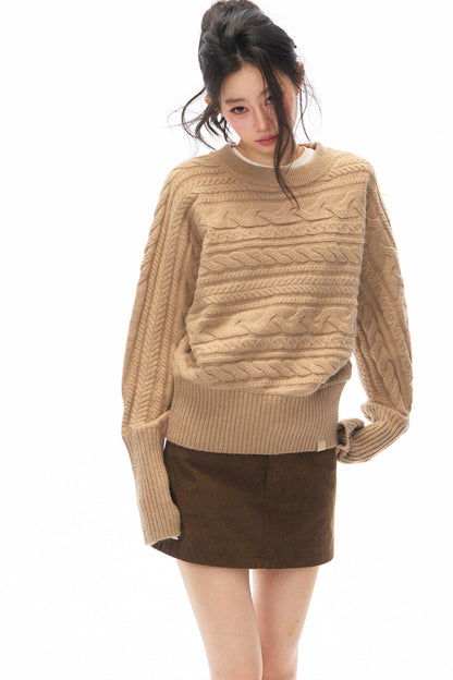 Turtleneck Knit Sweater and Long Skirt Set-Up