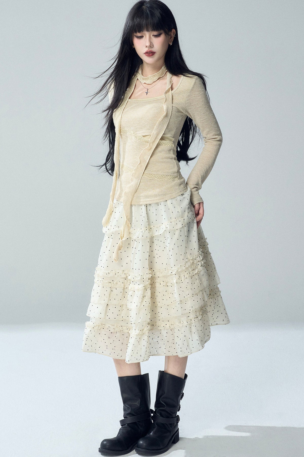 Irregular Layered-Look Knit Top