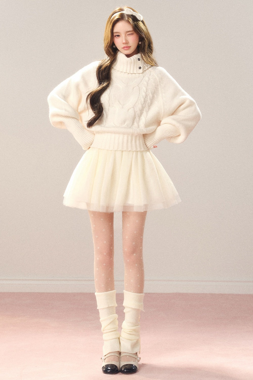 Cross-Button Lapel Knit Sweater