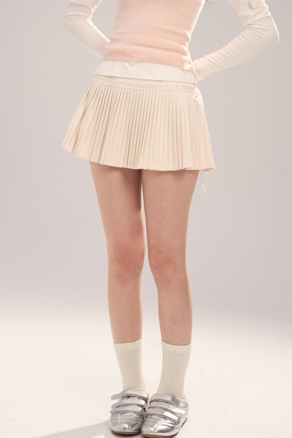 Drawstring Pleated A-Line Skirt