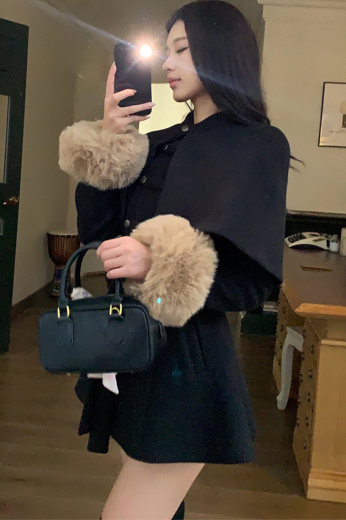 Rich Girl Style Cape Wool Coat Set-Up