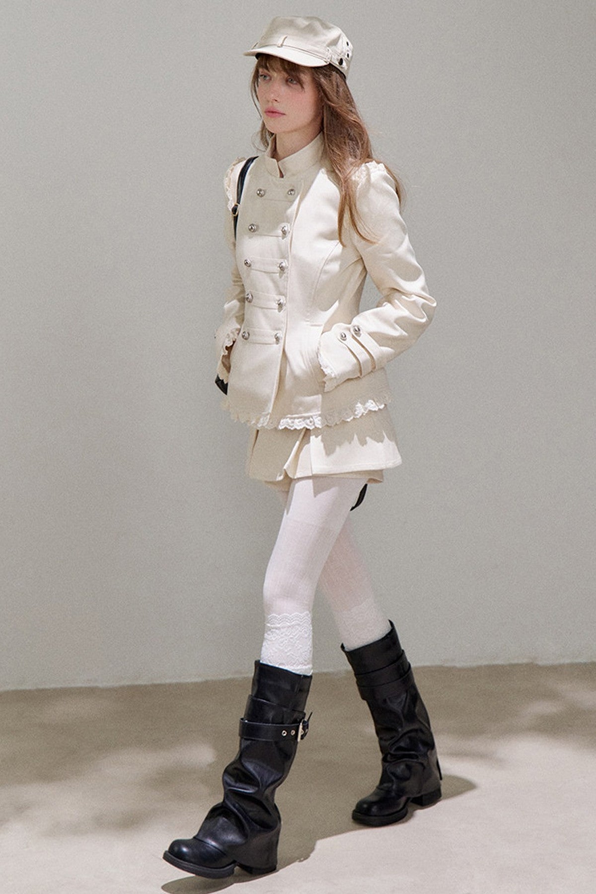 Double-Breasted Stand Collar Jacket