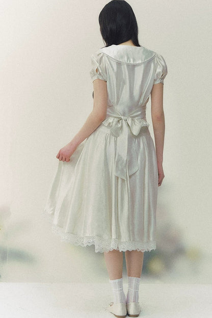Pure White Tulip Shirt Skirt Set-Up
