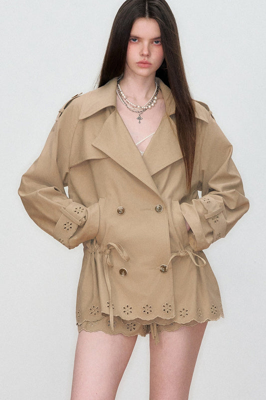 3D Embroidered Drawstring Jacket