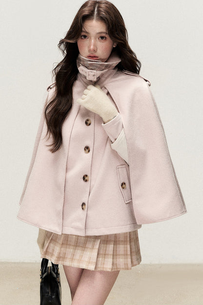 Retro Plaid Woolen Cape