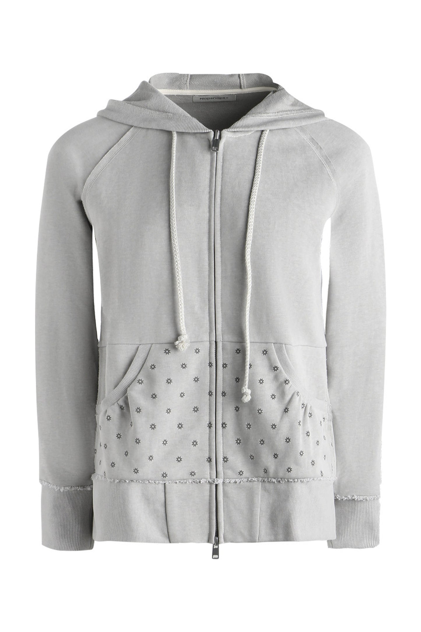 Distressed Floral Print Hooded Open Front Jacket