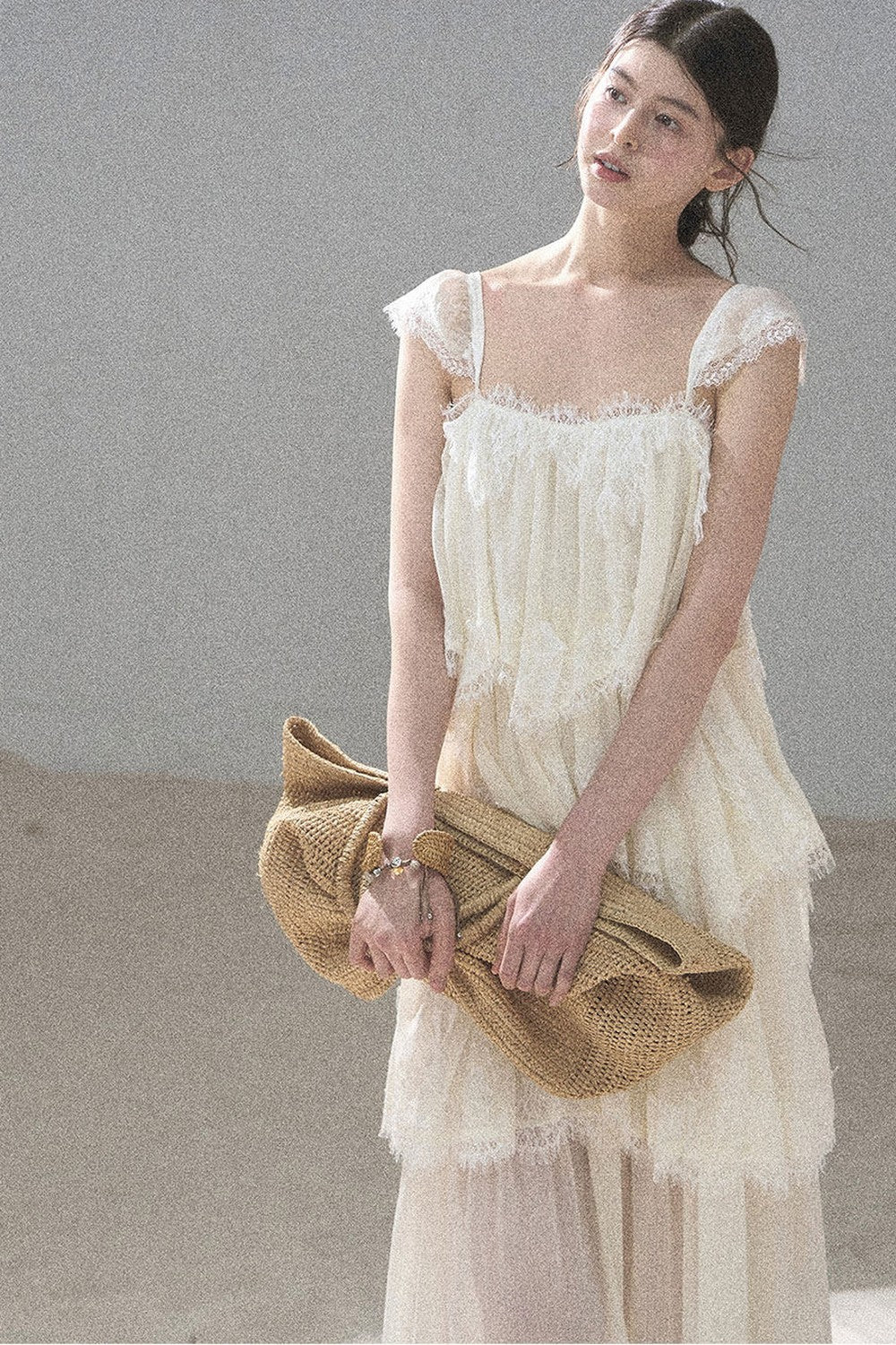 French Irregular Lace Mesh Top Set-Up