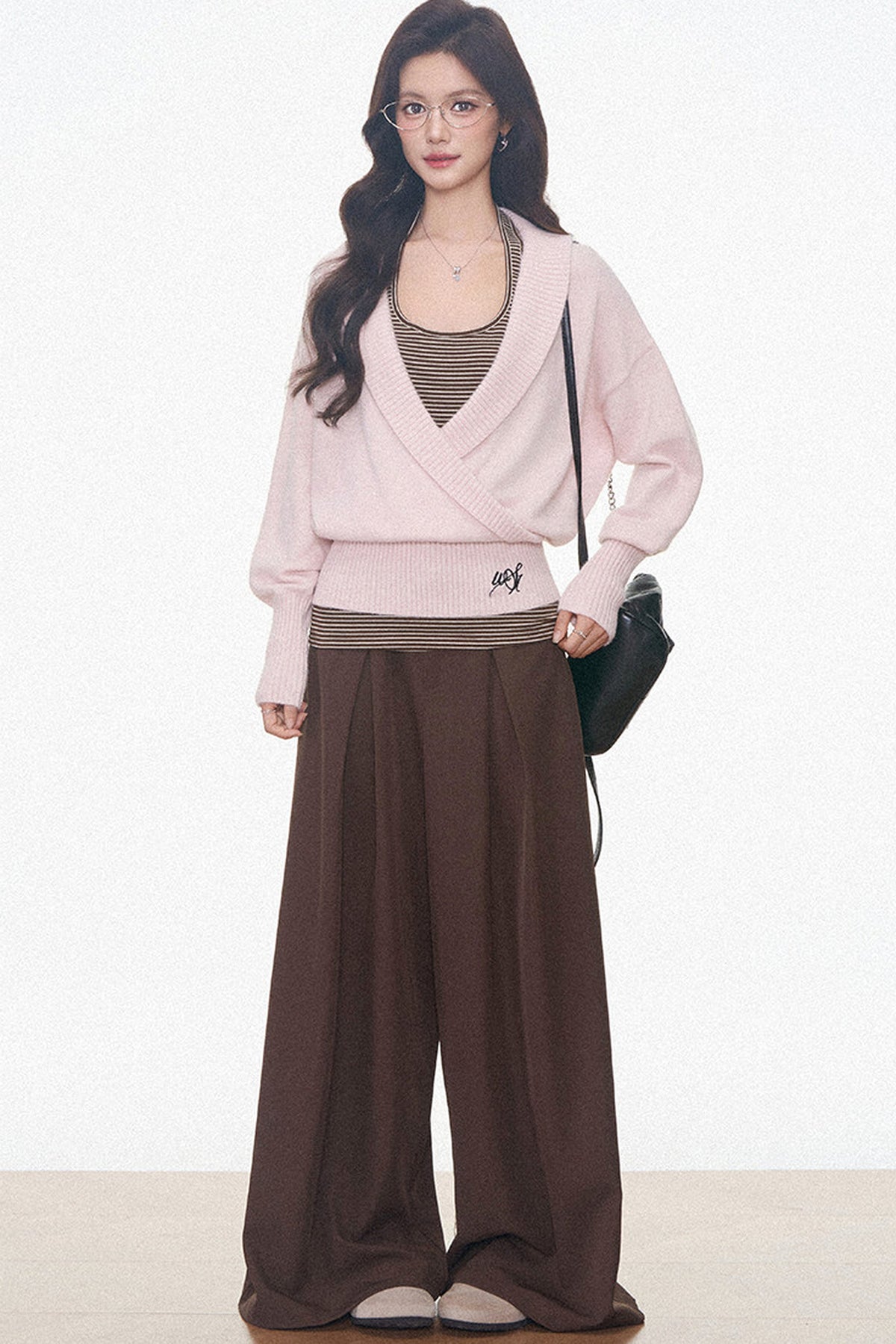 Westayone Long-Sleeved Knitted Sweater and Wide-Leg Pants Set-Up