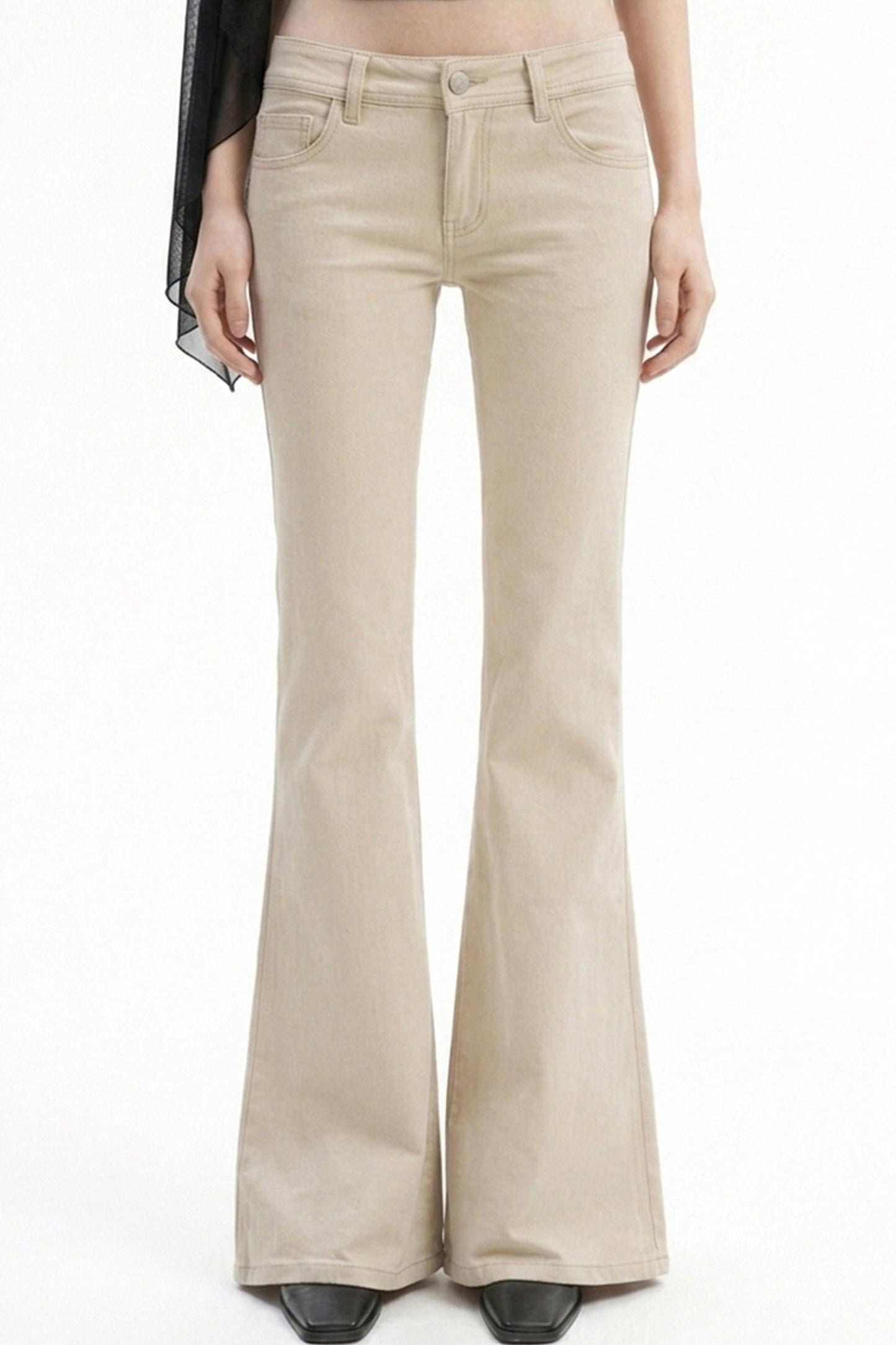 Low-Waist Flared Long Pants
