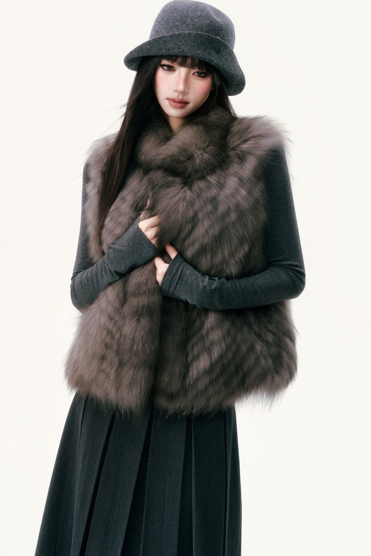 Saga Fox Fur Straight Vest