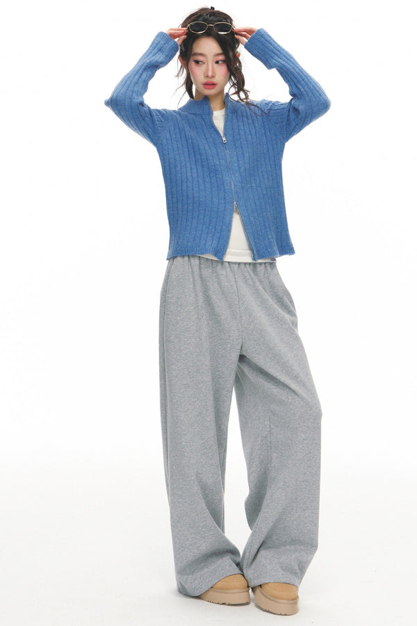 Blue Knitted Cardigan Set-Up