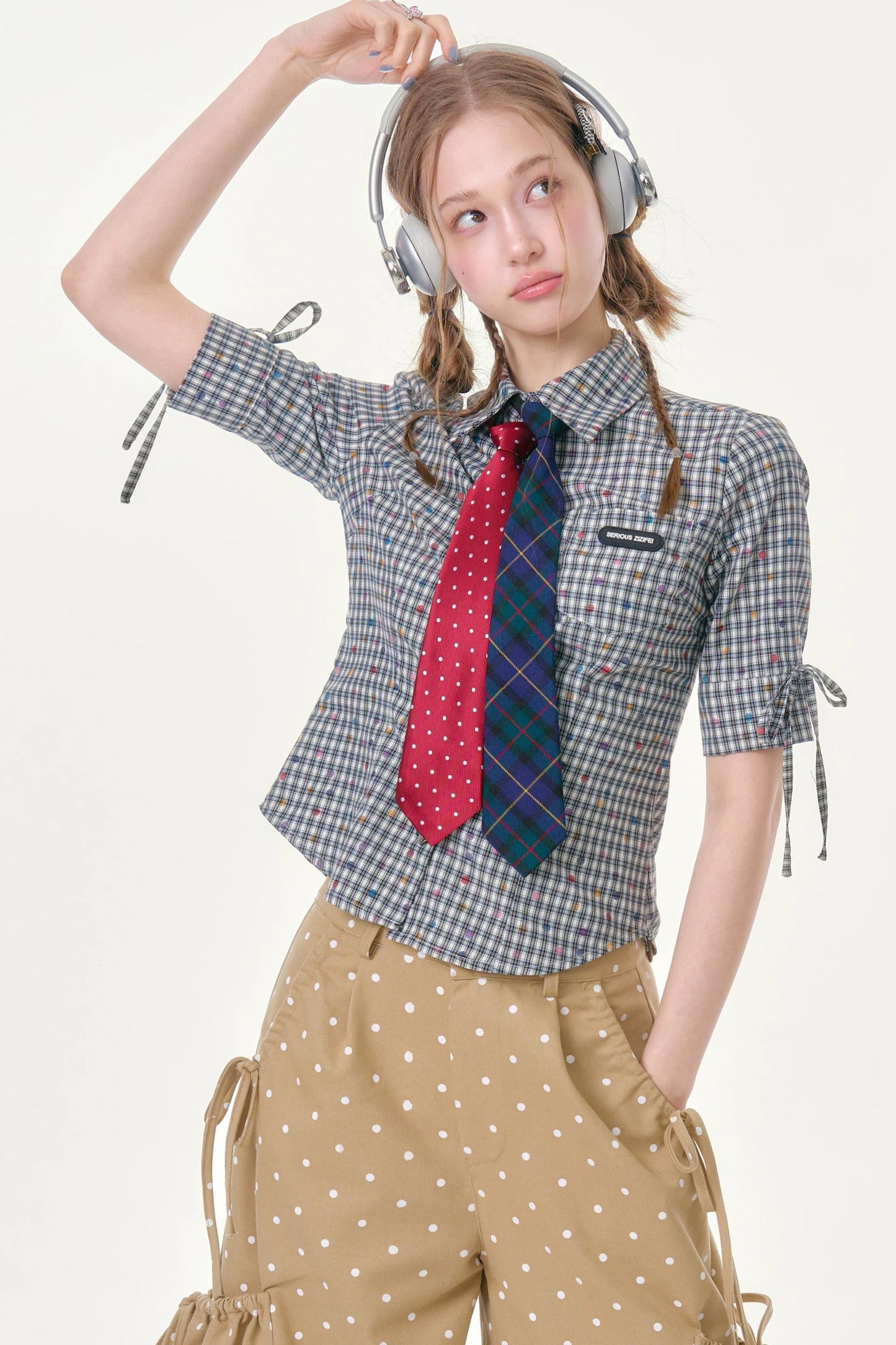 Retro Plaid Summer Blouse