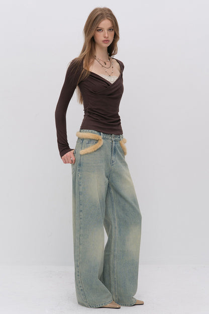 Layered-Look Pleated Tencel Base Layer Top