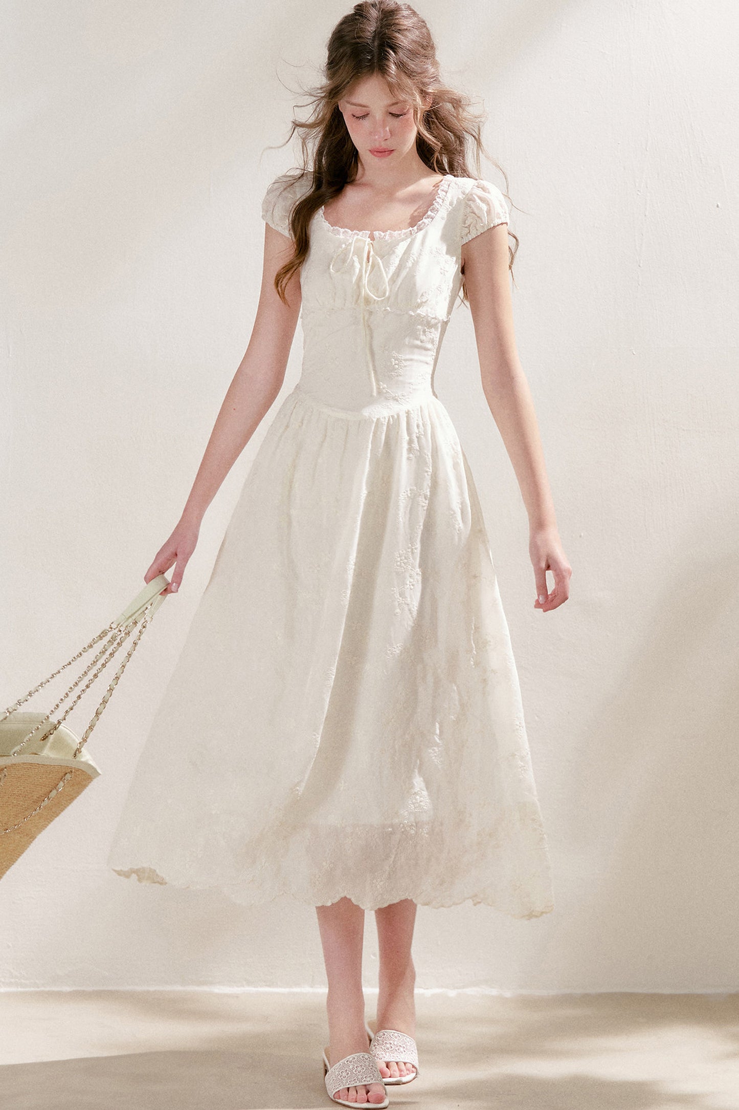 Heavy Embroidery Lace Patchwork Long Dress