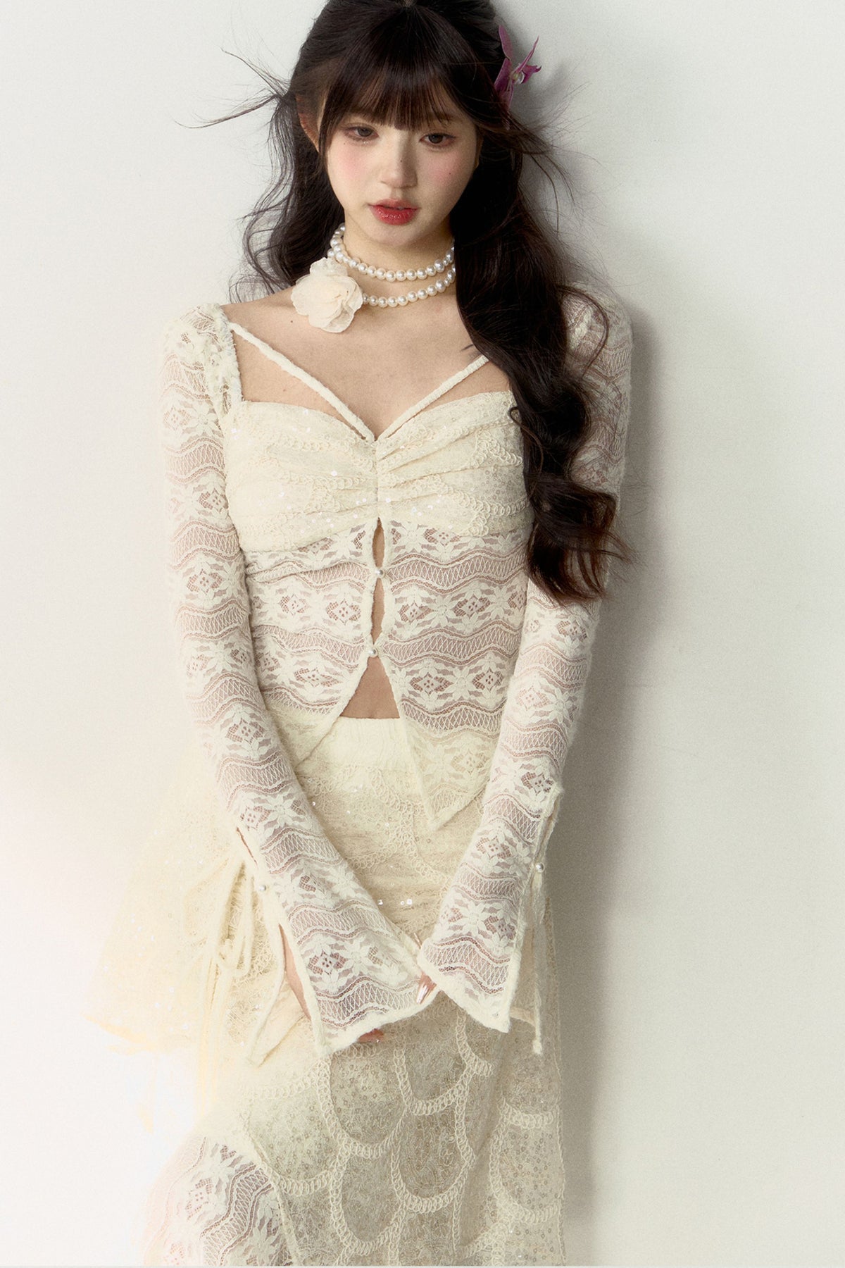 New Chinese Lace Top and Skirt Set-Up