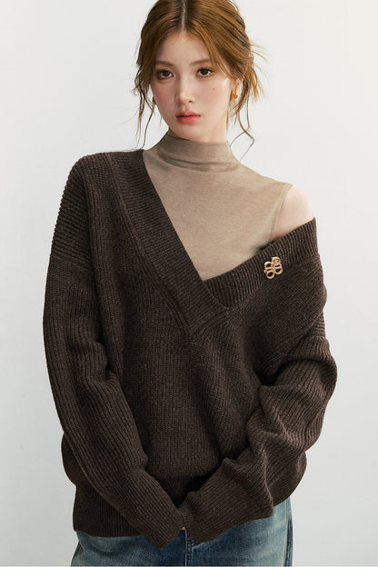 Ärmelloses Westen-Set im Lagenlook aus Wollmischung