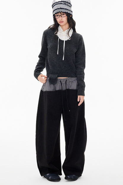 Patchwork Doll Collar Pullover Sweater