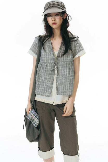 Patchwork Straight Leg Pants