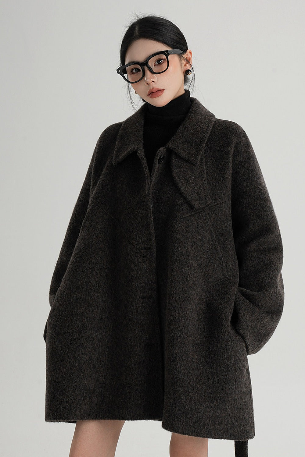 Mid-Length Armor Collar Wool Coat