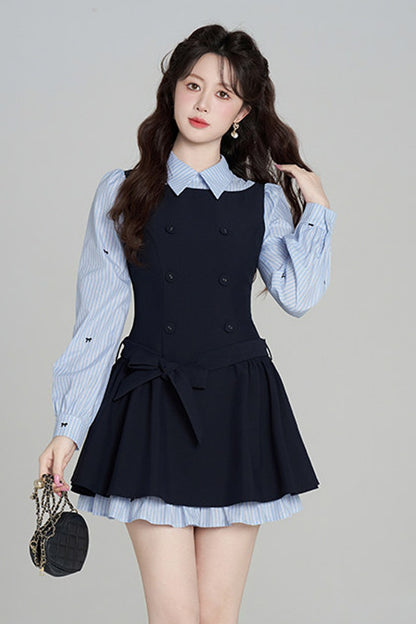Preppy Style Long-Sleeved Dress