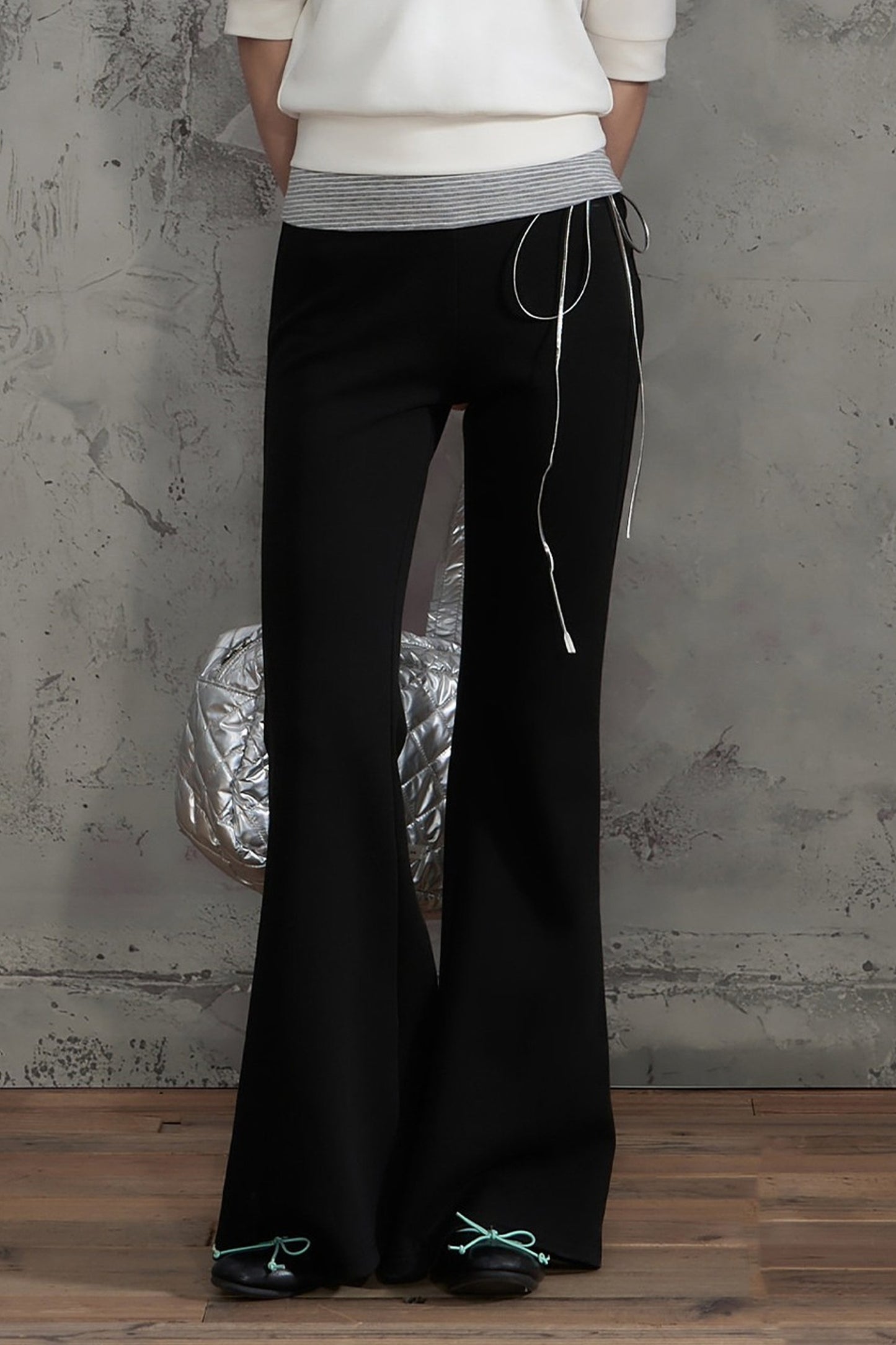 Drawstring Waist Flared Pants