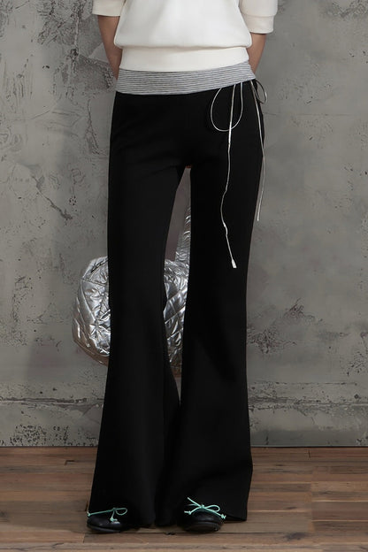Drawstring Waist Flared Pants
