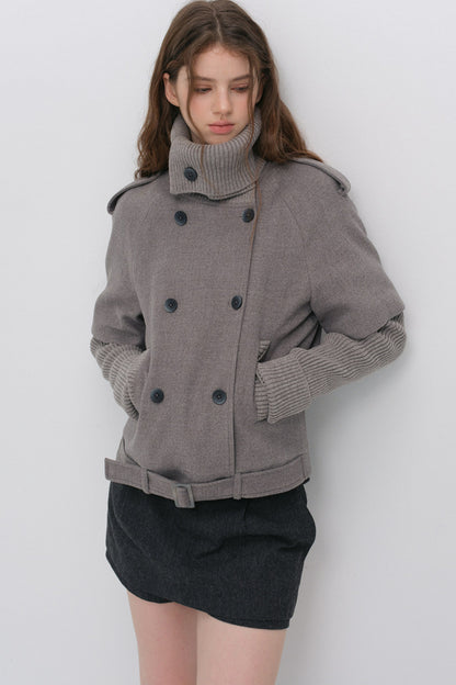 Belted Wool A-Line Skirt