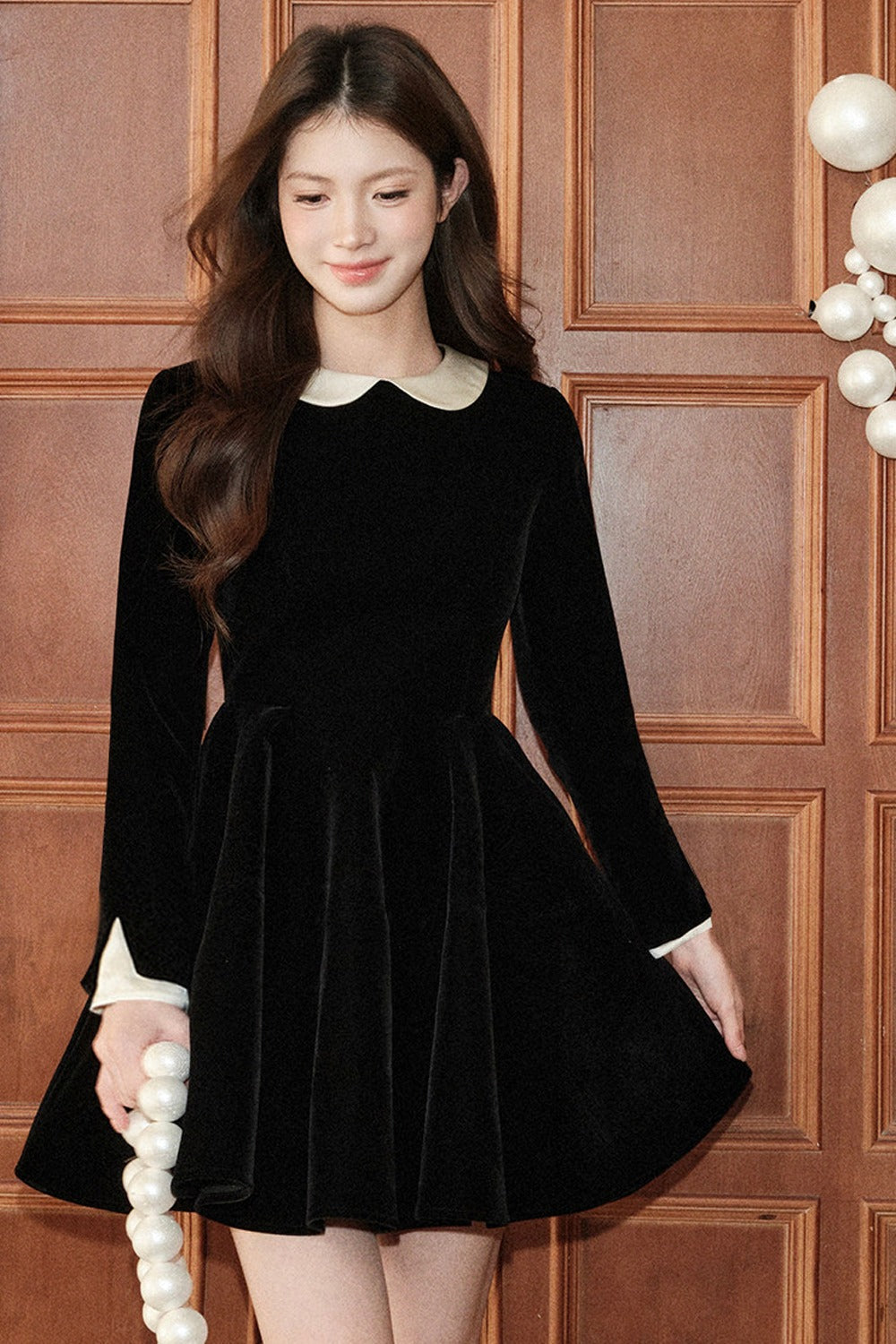 Doll Collar Velvet Dress