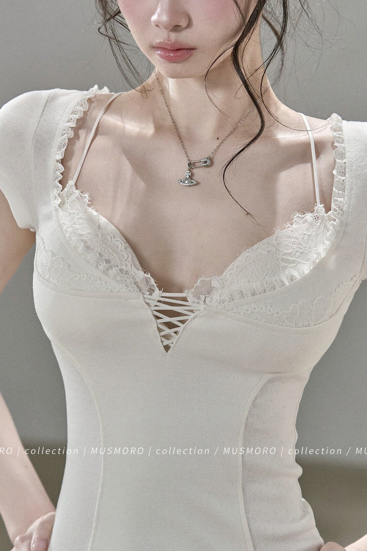Ruffled Lace Trim Blouse