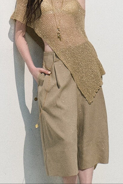 Colorful Lyocell Linen Capri Pants
