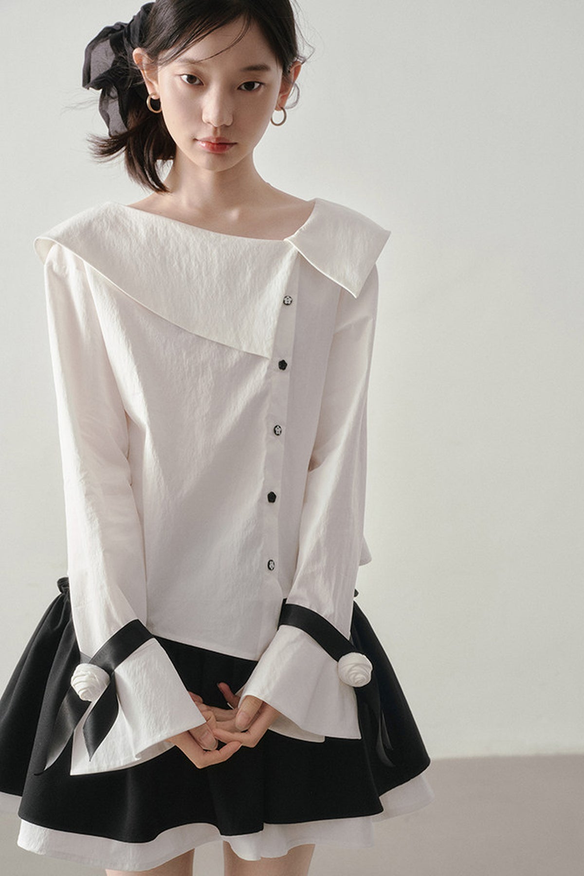 Horse Hoof Sleeve Diagonal Placket Shirt