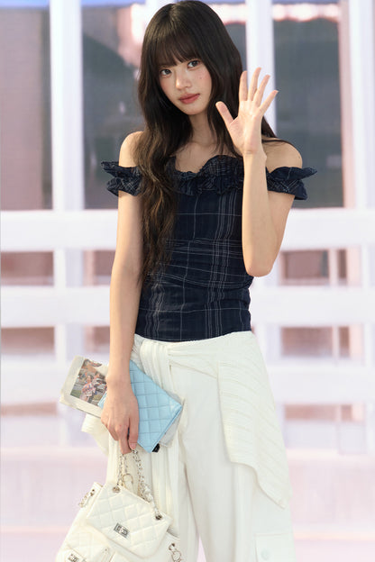 Ruffled Off-Shoulder Top and Pants Set