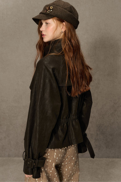 Coffee-Colored Leather Jacket