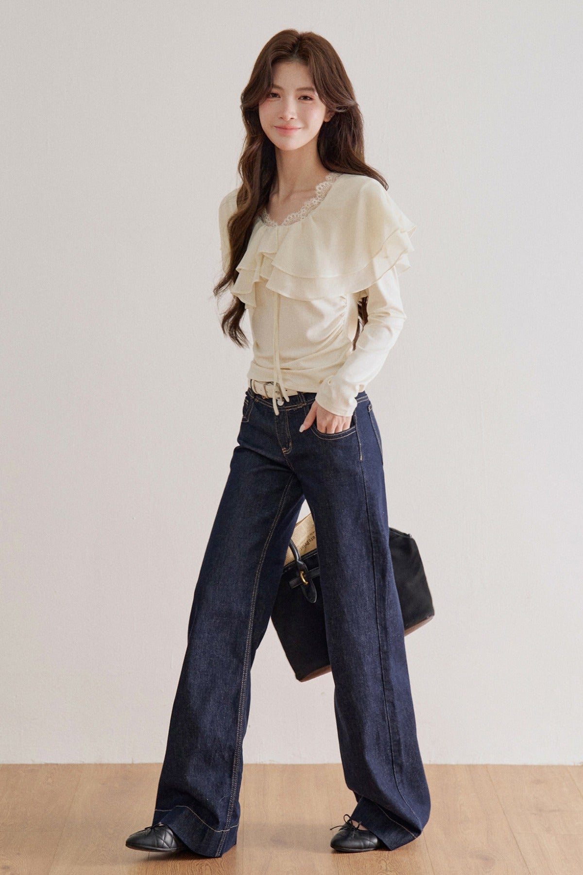 High Waist Double Button Jeans