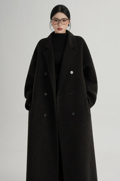 Cappotto ampio lungo in lana double face