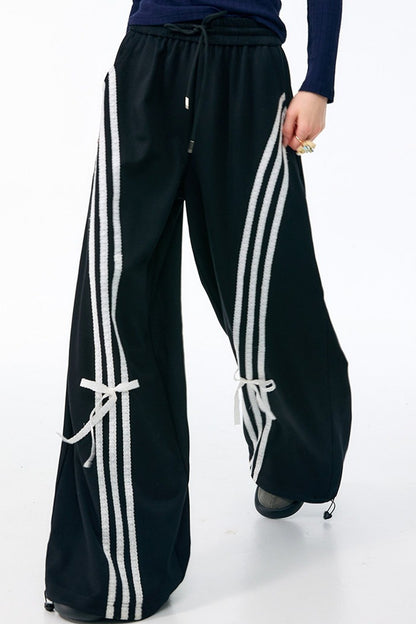 White Butterfly Wide-Leg Sweatpants