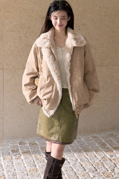 Matte Suede 95% White Duck Down Jacket