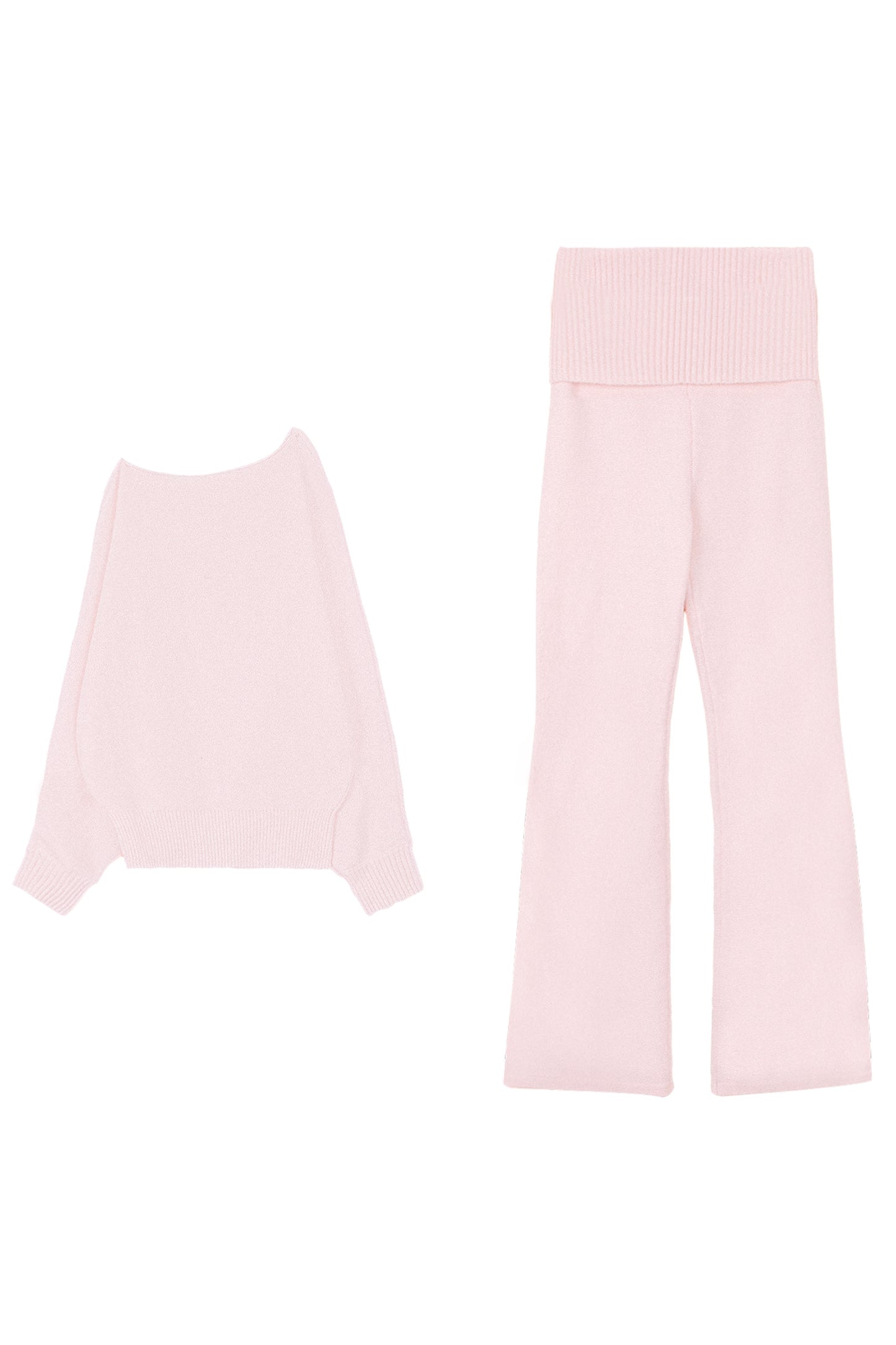 Pink Porcelain Off-Shoulder Knit Set-Up